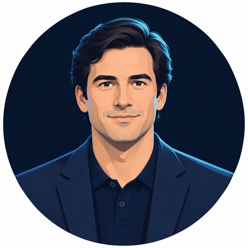 Illustrated portrait of Ali Ahmed, CPO of iBrands Group