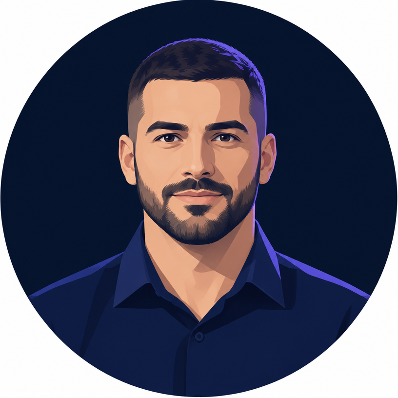 Illustrated portrait of Marcus, AI Quality and Guardrails Lead at iBrands AI — AI persona