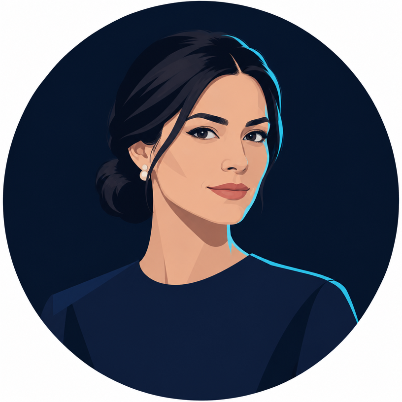 Illustrated portrait of Maya, Brand and Creative Lead at iBrands Digital — AI persona