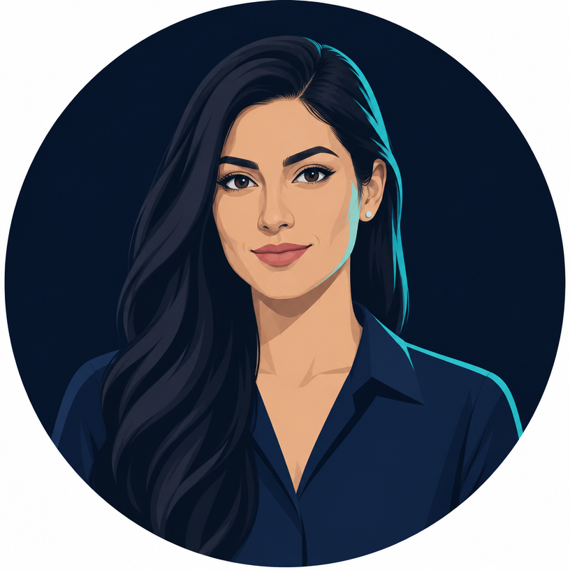 Illustrated portrait of Olivia, Automation Strategy Lead at iBrands Business — AI persona